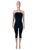 Solid Color Wrap Chest Backless Tight Jumpsuit SHD-9961