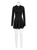 Sports Casual Long Sleeve Coat Flared Skirt Two Piece Set CH-24029
