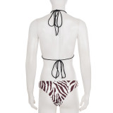 Zebra-Print Halterneck Sexy Bikini Set GPKJ-MR48263