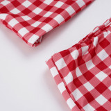 Plaid Print Halterneck Two Piece Shorts Set GPKJ-MR48112