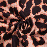 Leopard Print Halterneck Top Fifth Pants Suit GDSF-D26ST059