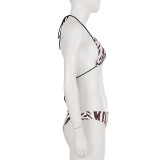 Zebra-Print Halterneck Sexy Bikini Set GPKJ-MR48263
