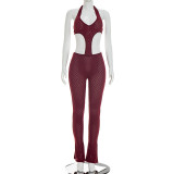 See Through Hollow Out Deep V Neck Jumpsuit GDSF-J26JP067