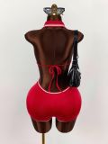 Custom LOGO Solid Color Halterneck Backless Romper GXIY-K25L67LOGO