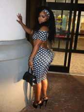 Polka Dot Print Tube Top Fifth Pants Suit MEM-88692