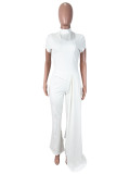 Solid Color Short Sleeve Two Piece Pants Set SHD-9962