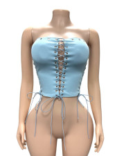 Solid Color Halterneck Bandage Tops GFCF-1445