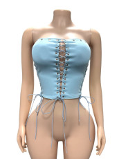 Solid Color Halterneck Bandage Tops GFCF-1445