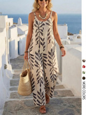 Print Off Shoulder Loose Wide Leg Jumpsuit GSRX-748