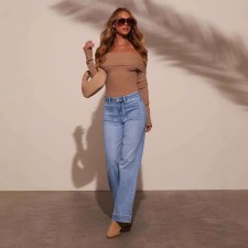Solid Color Washed Staight Jeans XCFF-14165