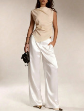 Solid-Color Satin Wide-leg Pants GSRX-816