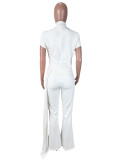 Solid Color Short Sleeve Two Piece Pants Set SHD-9962