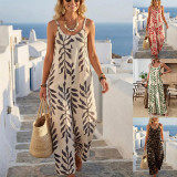 Print Off Shoulder Loose Wide Leg Jumpsuit GSRX-748