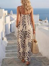 Print Off Shoulder Loose Wide Leg Jumpsuit GSRX-748