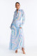 Long Sleeve Print Lapel Maxi Dress XHXF-486