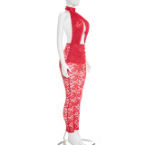 Lace Hollow Out Ruched Backless Jumpsuit MXBF-J26JP039
