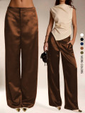 Solid-Color Satin Wide-leg Pants GSRX-816
