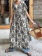 Print Short Sleeve Big Swing Maxi Dress GSRX-832