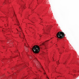 Lace Hollow Out Ruched Backless Jumpsuit MXBF-J26JP039