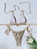 Snake Print Halterneck Tie Up Two Piece Swimsuit CASF-6785