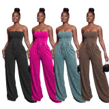 Casual Washed Tube Top Wide Leg Jumpsuit TR-1360