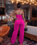 Casual Washed Tube Top Wide Leg Jumpsuit TR-1360