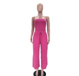 Casual Washed Tube Top Wide Leg Jumpsuit TR-1360
