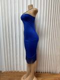 Halterneck Tassel Sleeveless Midi Dress GADE-2838
