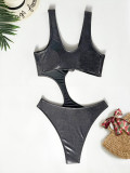 Backless Solid Color One Piece Swimsuit CASF-6784