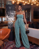 Casual Washed Tube Top Wide Leg Jumpsuit TR-1360