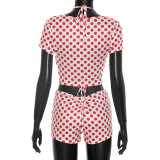 Polka Dots Print Bikinis Three Piece Swimsuit MXBF-J26ST108