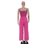 Casual Washed Tube Top Wide Leg Jumpsuit TR-1360