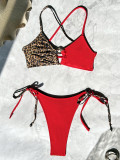 Color Block Backless Tie Up Bikinis 2 Piece Swimsuit CASF-6751