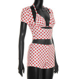Polka Dots Print Bikinis Three Piece Swimsuit MXBF-J26ST108
