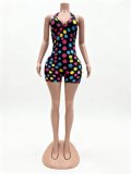Polka Dot Print Sleeveless Halterneck Romper CM-60403