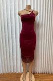 Halterneck Tassel Sleeveless Midi Dress GADE-2838