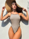 Solid Color Backless Sling One Piece Swimsuit CASF-6739