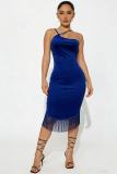 Halterneck Tassel Sleeveless Midi Dress GADE-2838