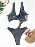 Backless Solid Color One Piece Swimsuit CASF-6784