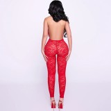 Deep V Neck Backless Lace Jumpsuit GPBY-SU8344