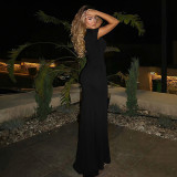 Deep V Neck Solid Color Maxi Dress LJSF-D5B20973X