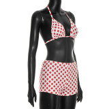 Polka Dots Print Bikinis Three Piece Swimsuit MXBF-J26ST108