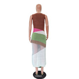 Color Block Knits Beach Maxi Dress TR-1359