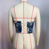 Vintage Floral Print Wrap Top Tank Tops GPBY-VE6326-1