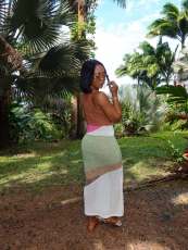 Color Block Knits Beach Maxi Dress TR-1359
