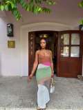 Color Block Knits Beach Maxi Dress TR-1359