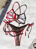 Color Block Backless Tie Up Bikinis 2 Piece Swimsuit CASF-6751