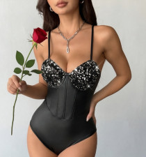 Sequin Patchwork Sling Bodysuit GPBY-VE8256
