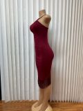 Halterneck Tassel Sleeveless Midi Dress GADE-2838