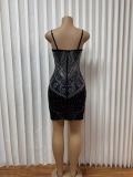 Hot Drill Sexy Backless Sling Mini Dress GADE-8777